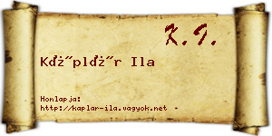 Káplár Ila névjegykártya